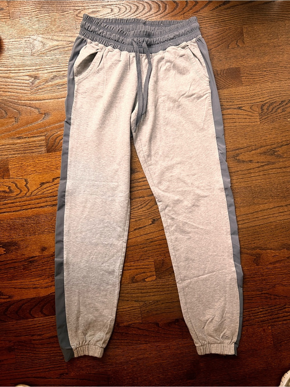 Champion Heather Gray Joggers with Dark Gray Side Stripes